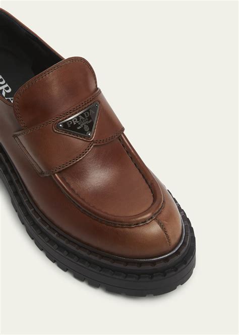 prada calfskin cacao|Prada Chocolate Calfskin Platform Loafers .